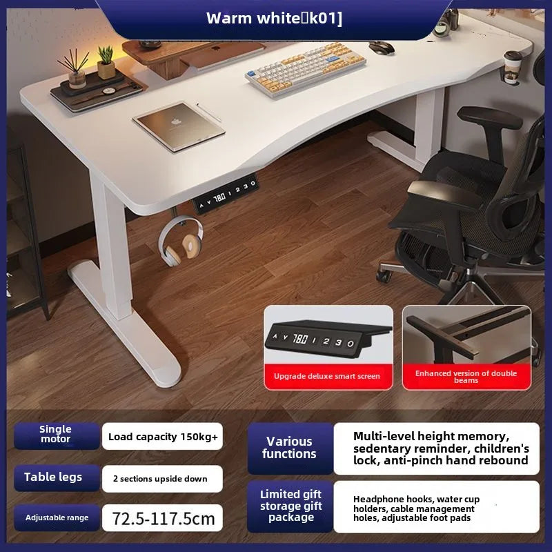 Electric Height Adjustable Desk Workstation Smart Curved Computer Desk Home Adjustable Office Desk Gaming Table desks tables