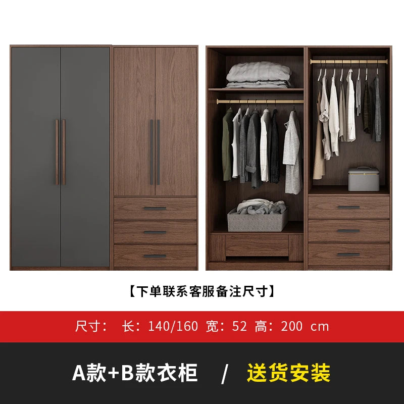 Black Modern Handles Wardrobes Design Eco Doorable Organizer Closet Wardrobe Bedroom Storage Clothes Armario Bedroom Furniture