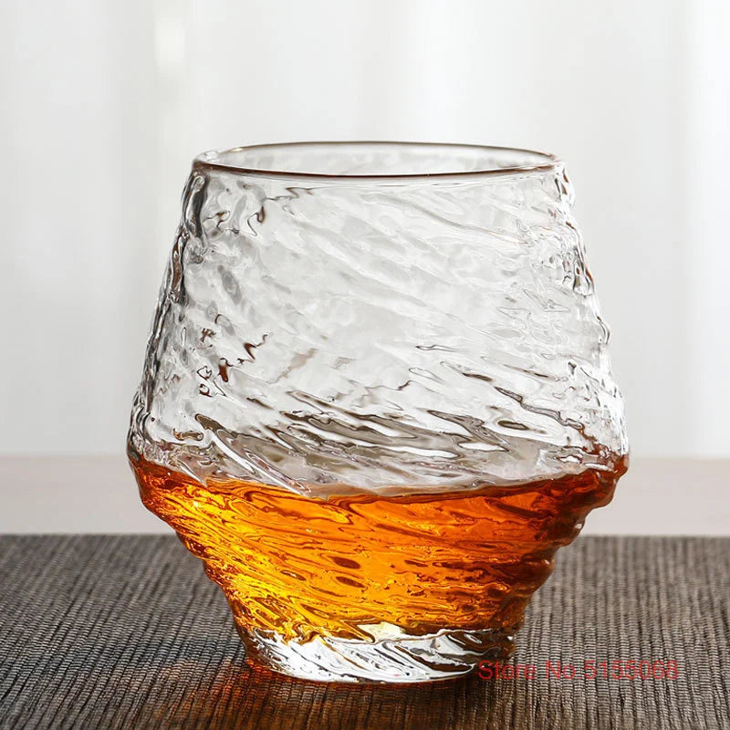 420ml Blowing Snow Whiskey Tasting Glasses Japanese Hammer Pattern Wine Drinking Cup Snowflakes Falling Hazy Air Whisky Tumbler