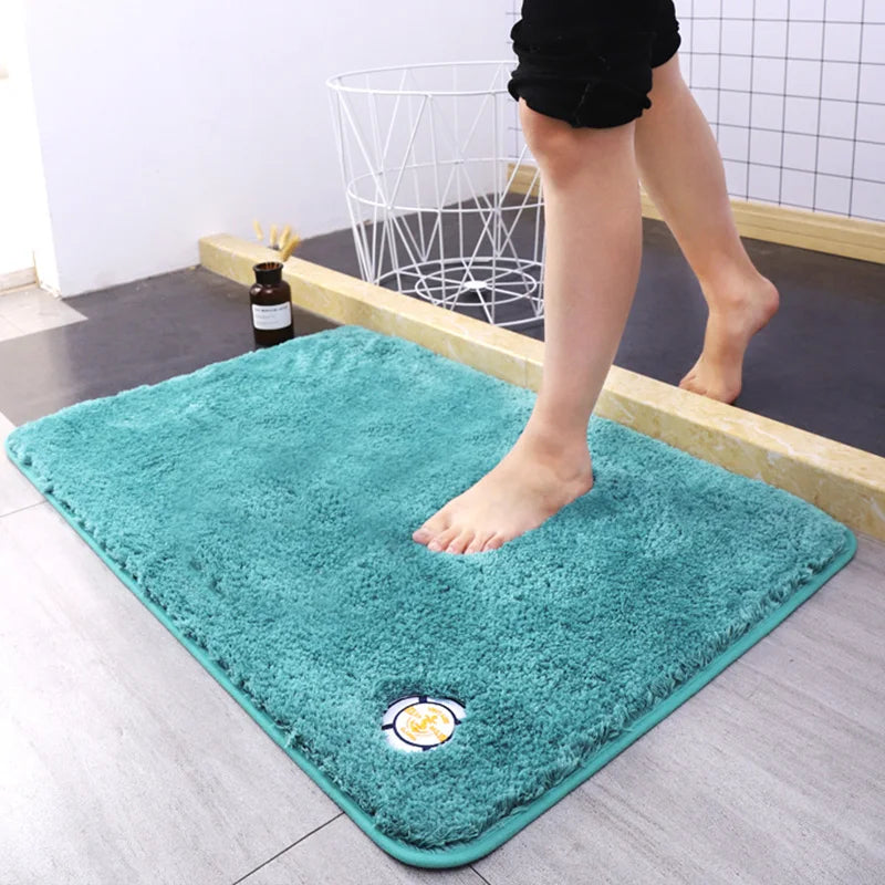 Water Absorbtion Anti-Slip Bath Mat Thickened Bathroom Carpet Long Hair Floor Mat Machine Washable Toilet Mat Fluffy Bat