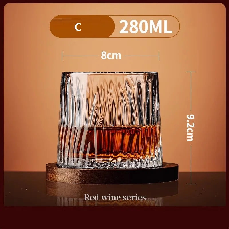 Tumbler Whiskey Glass with Base Crystal Whiskey Glasses Rotating Spinning Wine Brandy Glass Cup Drinkware for Bar Home