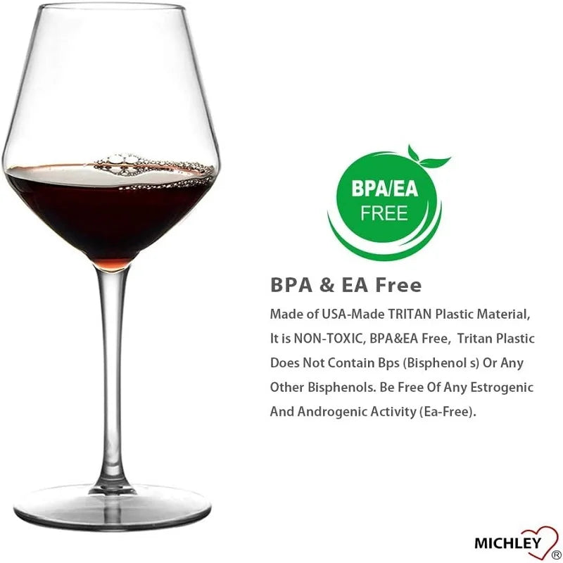 MICHLEY 2/4/6PCS Unbreakable Tritan Plastic Wine Glass Picnic Set Reusable Luxury For Party Barware Outdoor Dishwasher