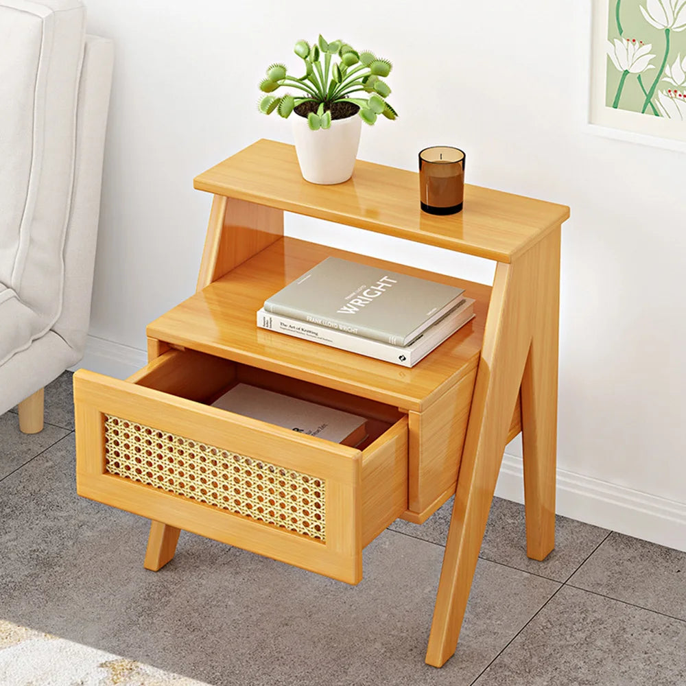 Bedroom Wooden Bedside Table Cupboard Nightstand with Drawer Storage Furniture
