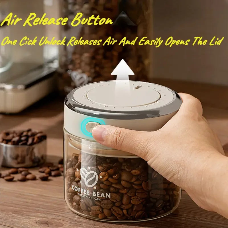 500/1100/1700 Coffee Beans Vacuum Sealed Tank Glass Food Storage Jars with CO2 Valve Household Moisture-proof Airtight Container