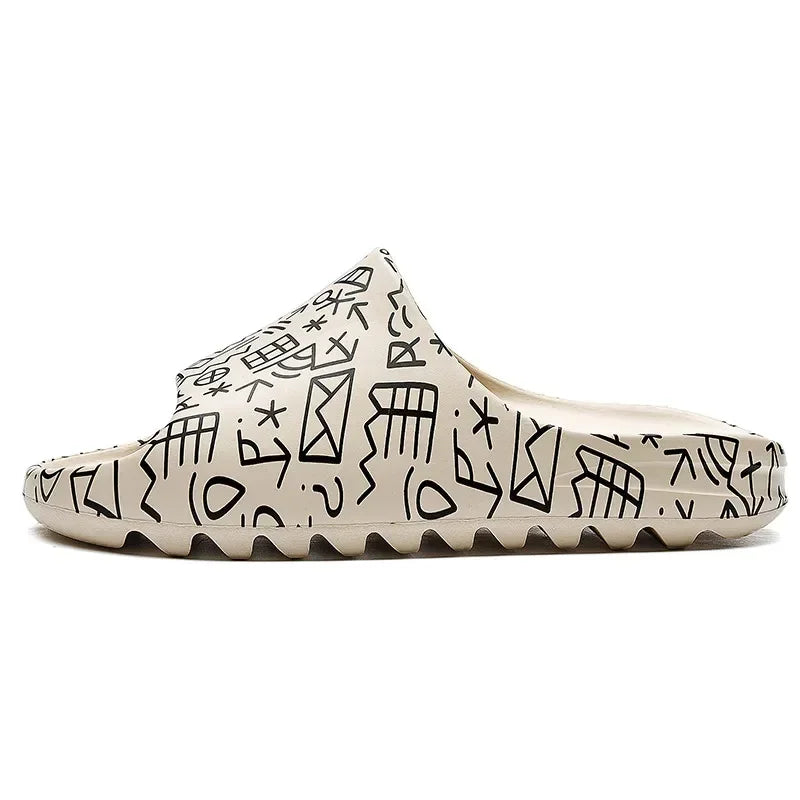 Unisex Ye & Elmo Inspired Slides Breathable Summer Flip Flops Lightweight Fish Mouth Graffiti Slippers Men Women Plus Size 34-46