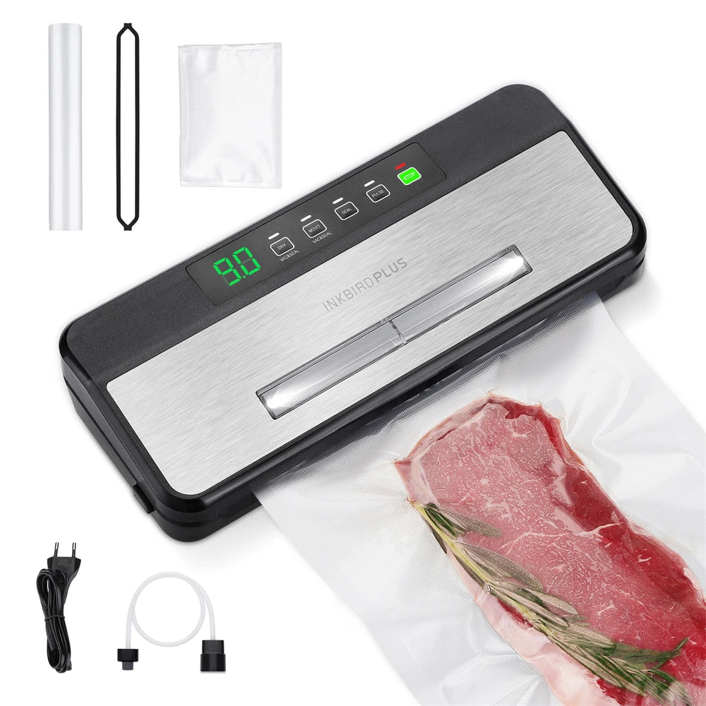 INKBIRD Food Vacuum Sealer Machine INK-VS03 80KPA Strong Suction Automatic Vacuum Sealer with Starter Kit for Food Storage