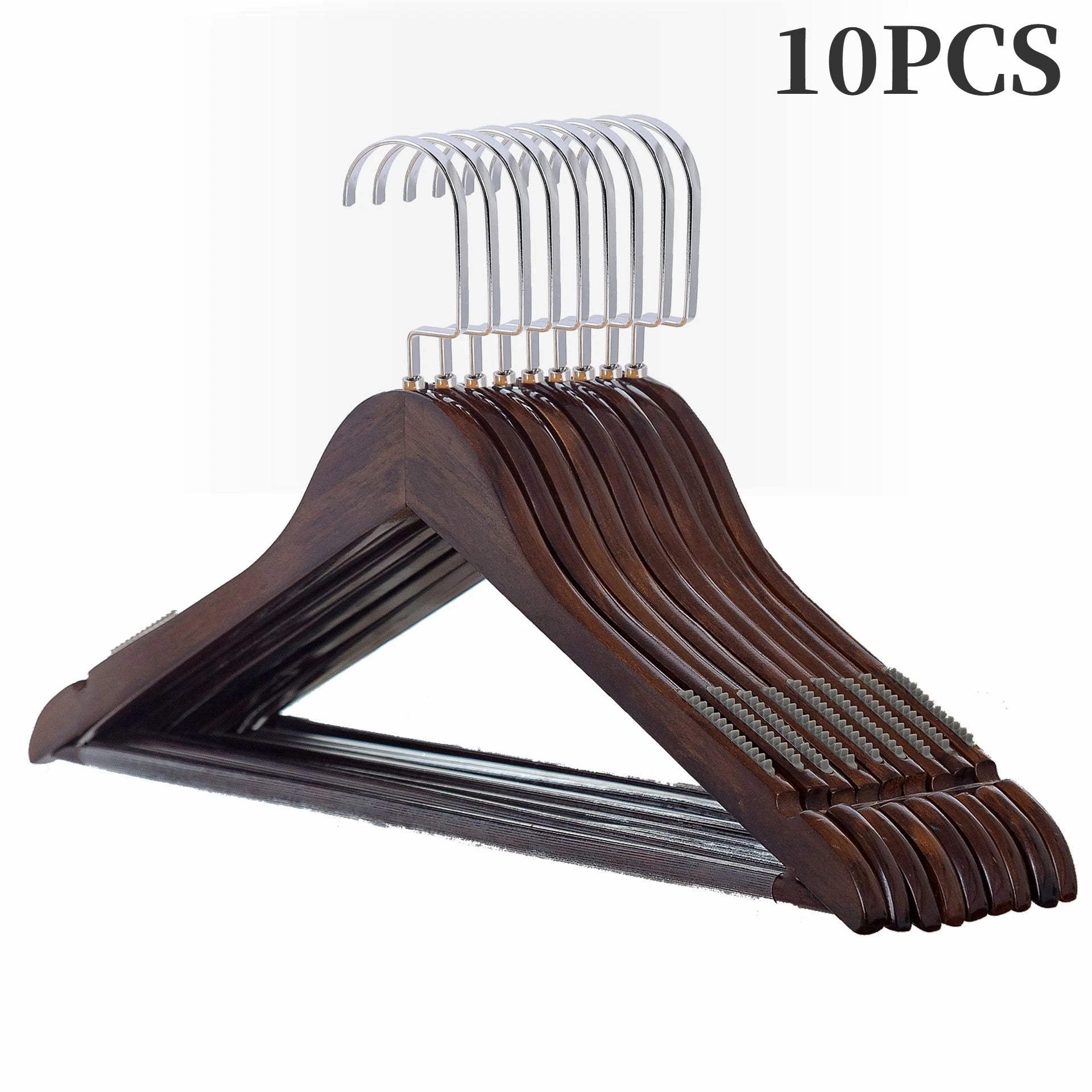 10PCS Retro Wooden Hangers,Non Slip Shirt Clothes Hanger with 360° Rotating Hook,Wardrobe Organizer Coat Rack for Dress Jacket
