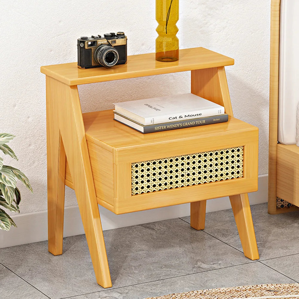 Bedroom Wooden Bedside Table Cupboard Nightstand with Drawer Storage Furniture