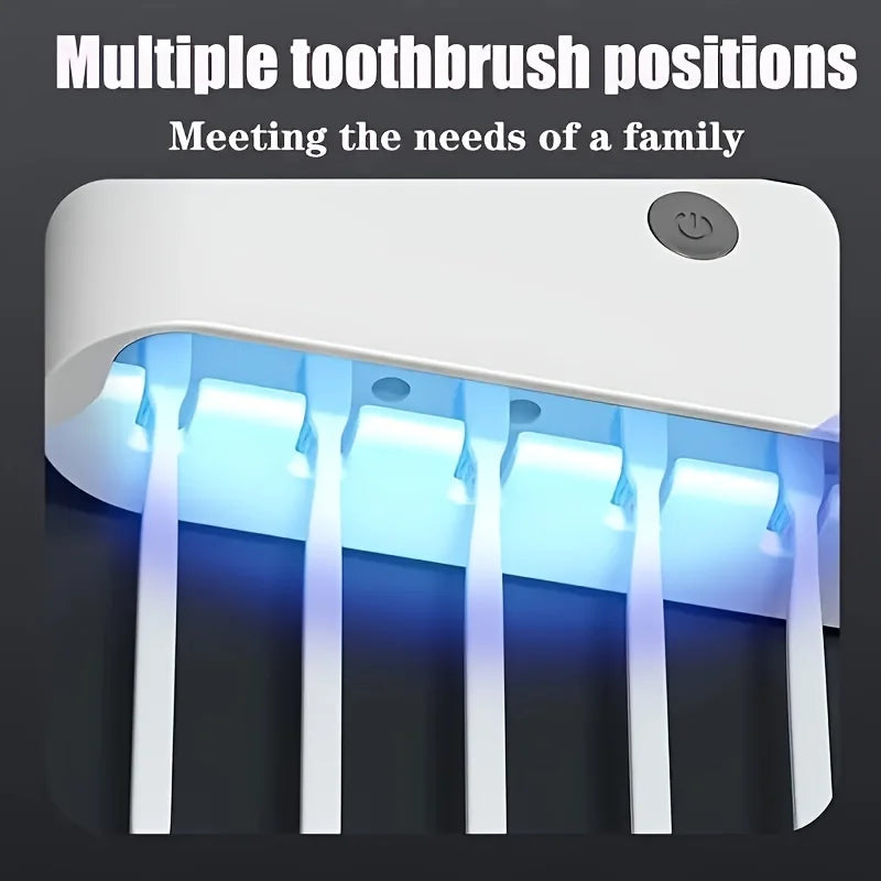intelligent UV toothbrush sterilizer with automatic toothpaste dispenser - wall mounted, space saving, advanced UV sterilizatio