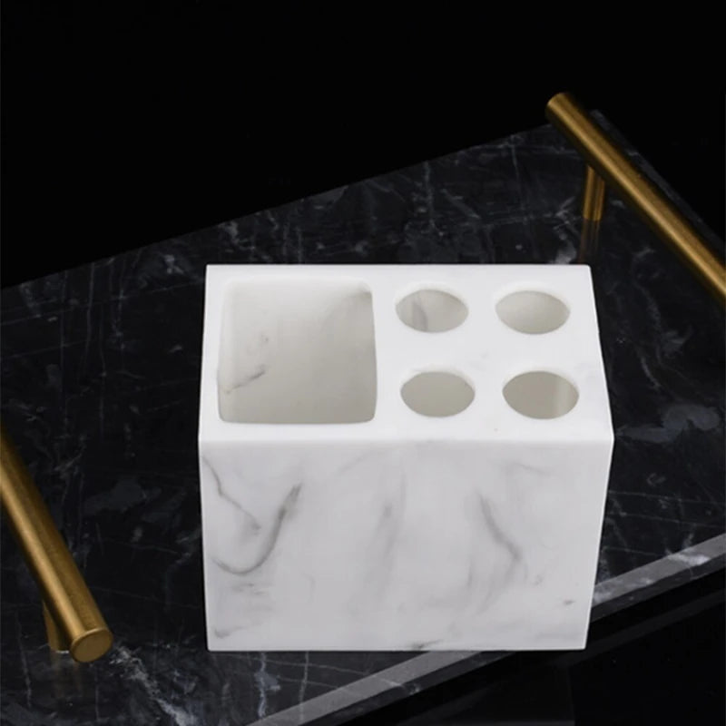 1Set Resin Imitation Marble Bathroom Accessory Kits Mouthwash Cup Soap Toothbrush Holder Shampoo Bottle Household Wash
