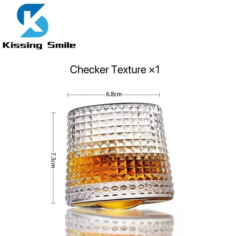 Creative Whiskey Glasses Durable Spinning Glassware Cocktails Wine Brandy Cup Water Juice Tea Mug Party Drinking Glass Tumbler