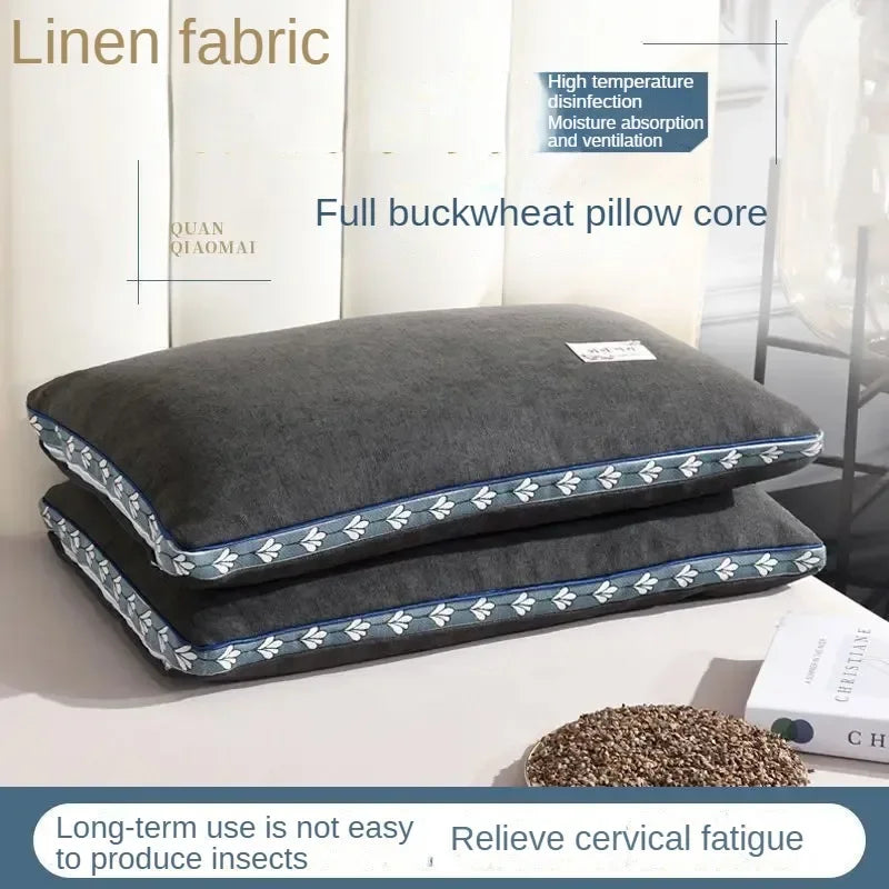 Pure buckwheat husk pillow cervical pillow adult cervical pillow