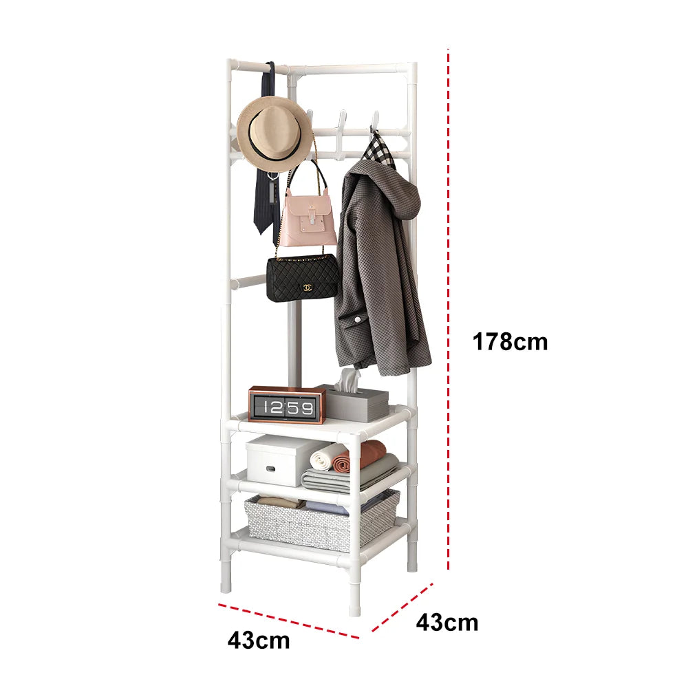 Clothes Rack Wall Corner Clothes Rack Modern Household Floor Standing Hangers for Clothes Rack with Storage Multi-level Shoe Rac
