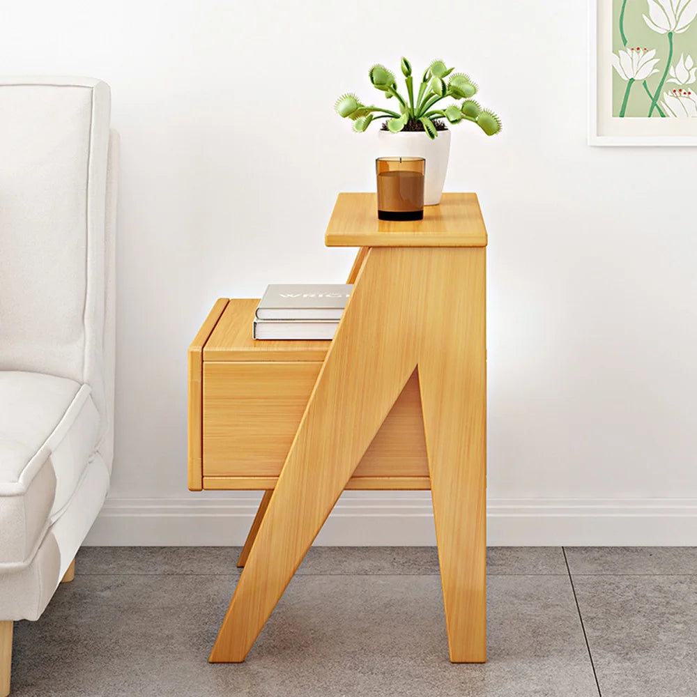 Bedroom Wooden Bedside Table Cupboard Nightstand with Drawer Storage Furniture