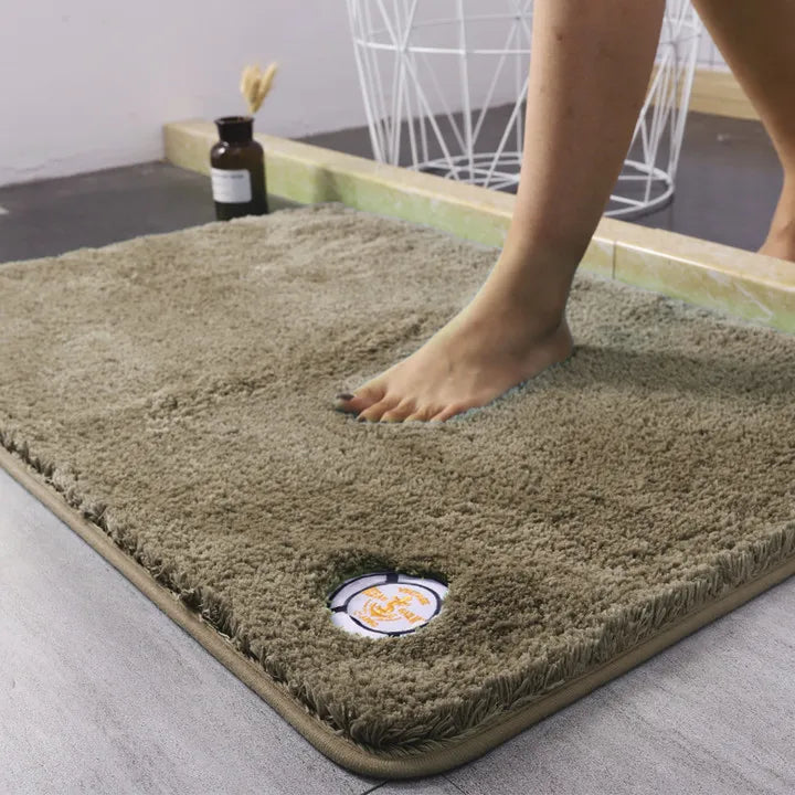 Water Absorbtion Anti-Slip Bath Mat Thickened Bathroom Carpet Long Hair Floor Mat Machine Washable Toilet Mat Fluffy Bat