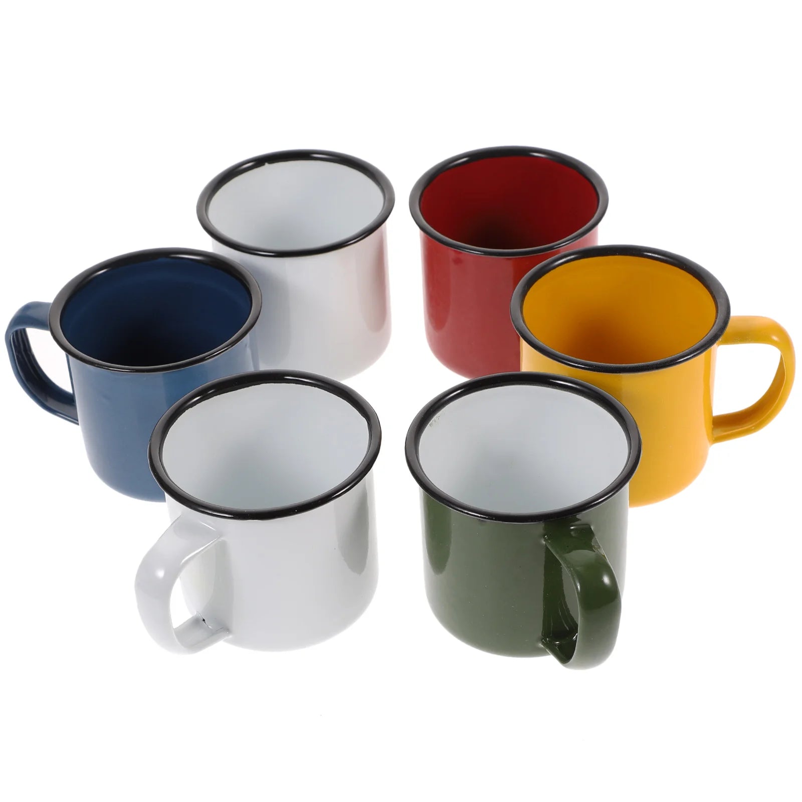 6 Pcs Vintage Enamel Mug Tea Mugs Water Cup Coffee Camper Glass Travel for Camping Drinking Cups