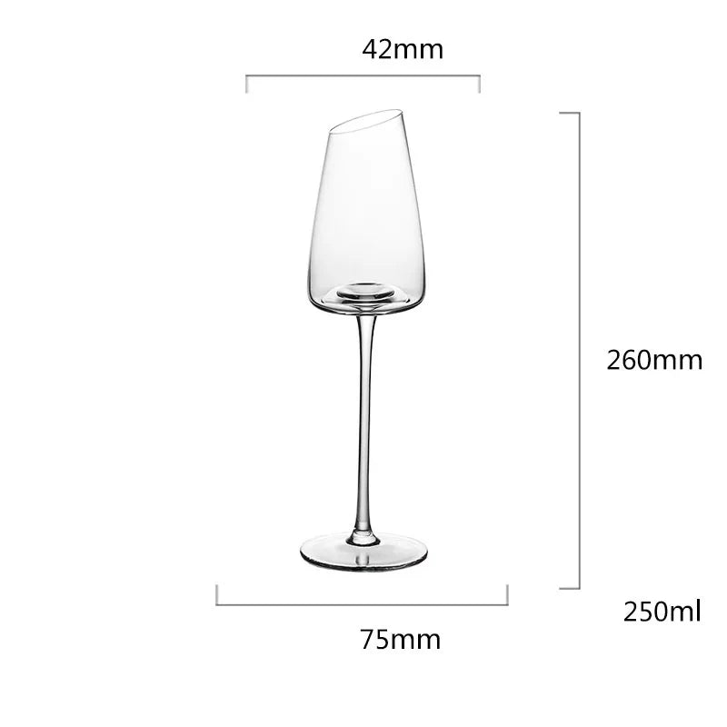 Oblique Long Stem Goblet Red Wine Glass Cup Kitchen Tool Champagne Glass Bordeaux Burgundy Wedding Party Gift Glassware