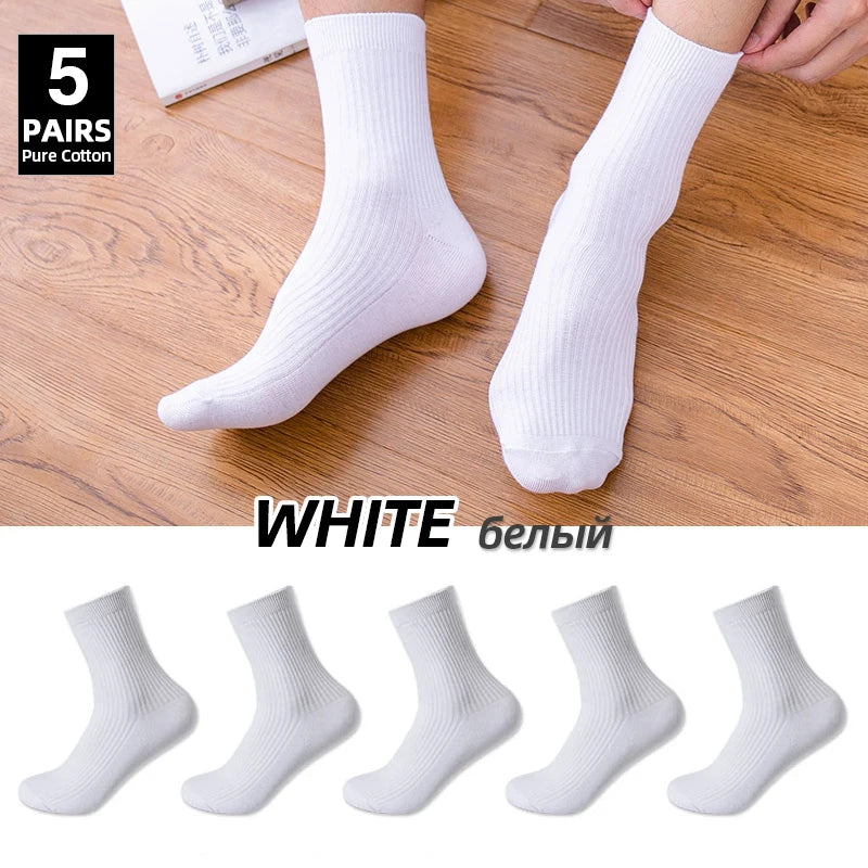 HSS Brand 2022 New 100% Pure Cotton Men Socks Casual Business Stripe Deodorant Breathable Man Travel Winter Sock 5 Pairs / Lot