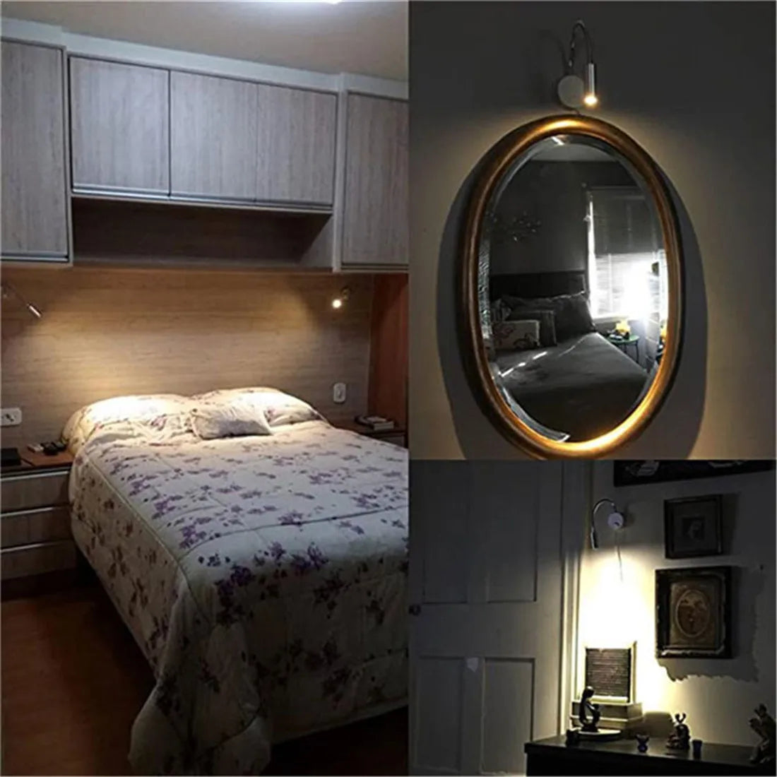 L40cm Long gooseneck 3W Led Wall Light Bedside Led Wall Lighting Black Switch hose AC90-260V 110V 220V reading Lights book lamp