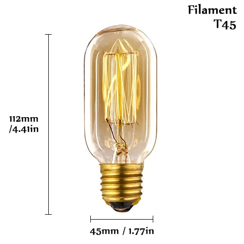 8/10pcs Retro Edison Light Bulb E27 220V 110V 40W ST64 G80 G95 T10 T45 T185 A19 A60 Filament Incandescent Ampoule Vintage Lamp