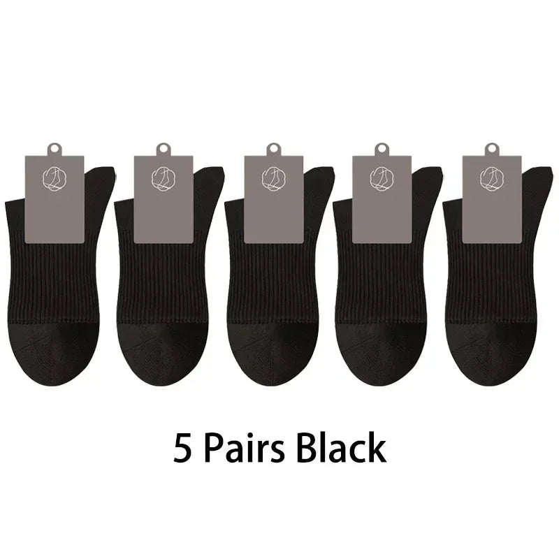 96% Pure Cotton Men's Socks 5 Pairs/Lot High Quality Business Antibacterial Long Thick Socks Casual Breathable Autumn Winter