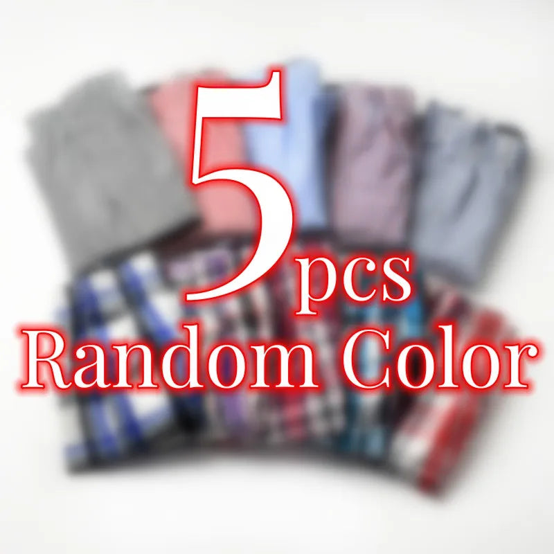 5Pcs/lot Boxer Men Thin Summer Underwear Cotton Man Big Size Short Breathable Plaid Flexible Short Boxer Male Underpants Shorts