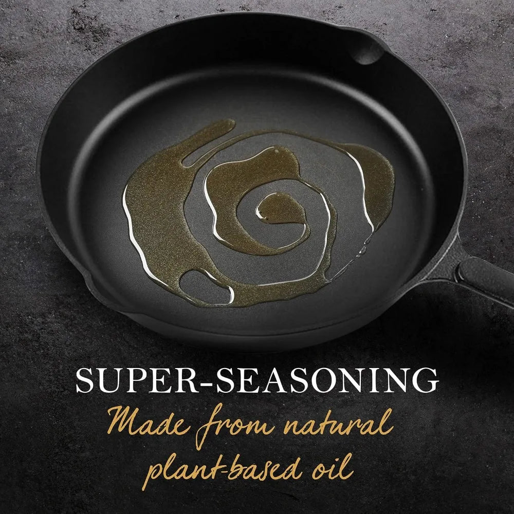 Cast Iron Skillets 10 Frying Pan Non-stick Cast Iron Pan Pre-seasoned Cast Iron Cookware for Camping Indoor and Outdoor Uses