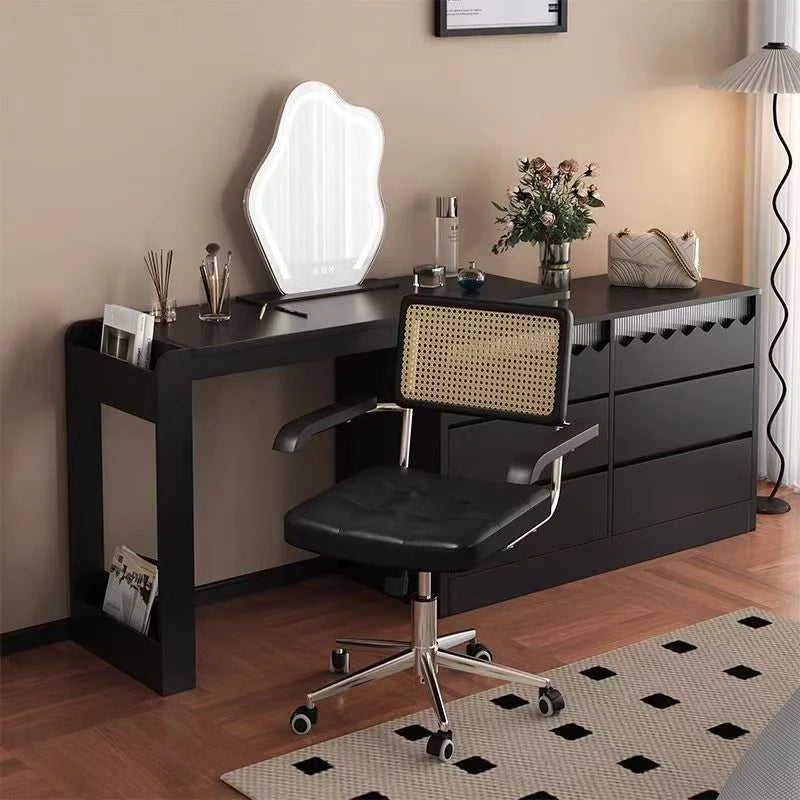 Office Chair Retro Computer Chair Simple Study Desk Armchair Swivel Backrest Lift Chair Leather Armchair with Rocking Function