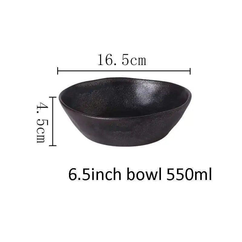 Japanese Ceramic Dinner Plate Rice Bowl Food Tray  Retro Gray Tableware Porcelain Fruit Salad Sushi Serving Plate Dinnerware
