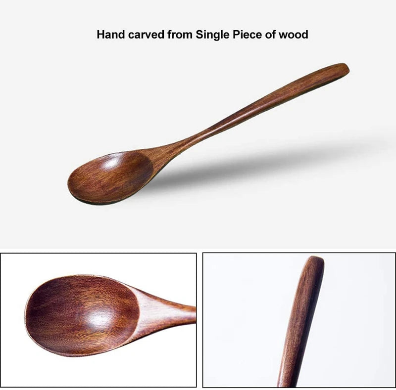 15 Pcs Wooden Spoon Fork Knife Cutlery Set Wooden Dinner Utensil Set Kitchen Wooden Flatware Tableware Cutlery Set