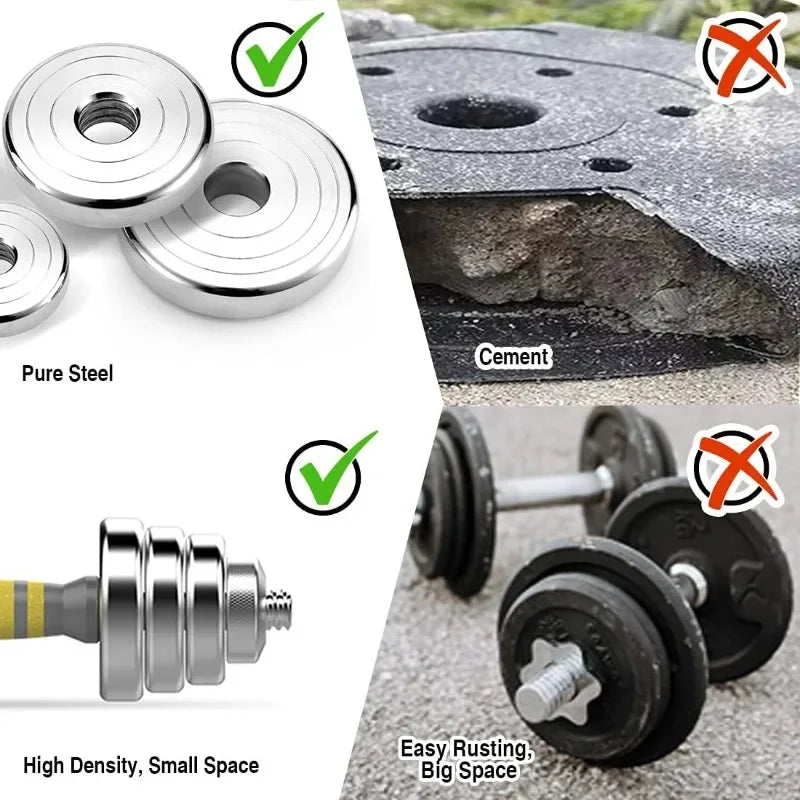 Adjustable Dumbbell Set - 44/66 LBS weights set Dumbbell Barbell 3 in 1 Steel Dumbbells Pair with Connecting Rod