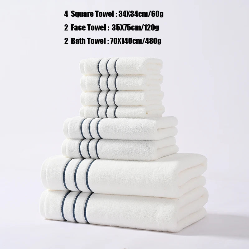 6/8PCS Bath Towel Set Adult Bathroom Cotton Super Absorbent 2 Wash Towel 2 Hand Towel 2 Bath Towel Hotel Spa Beauty Salon Grey