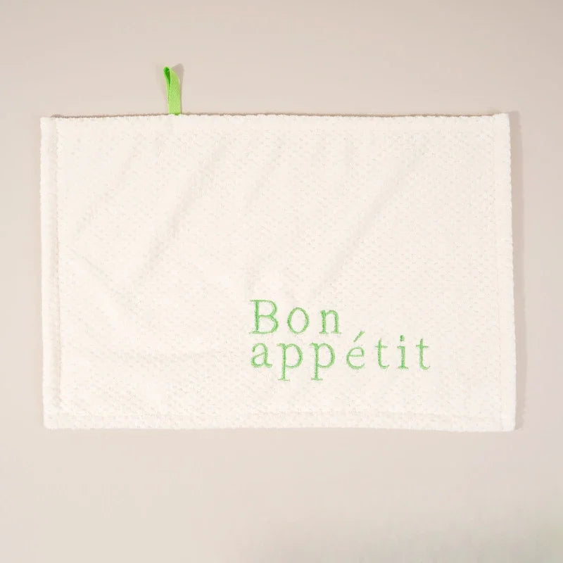 Nordic Hanging Hand Towel Home Embroidery Thickened Coral Velvet Absorbent Small Towel for Kitchen Bathroom Hankerchief