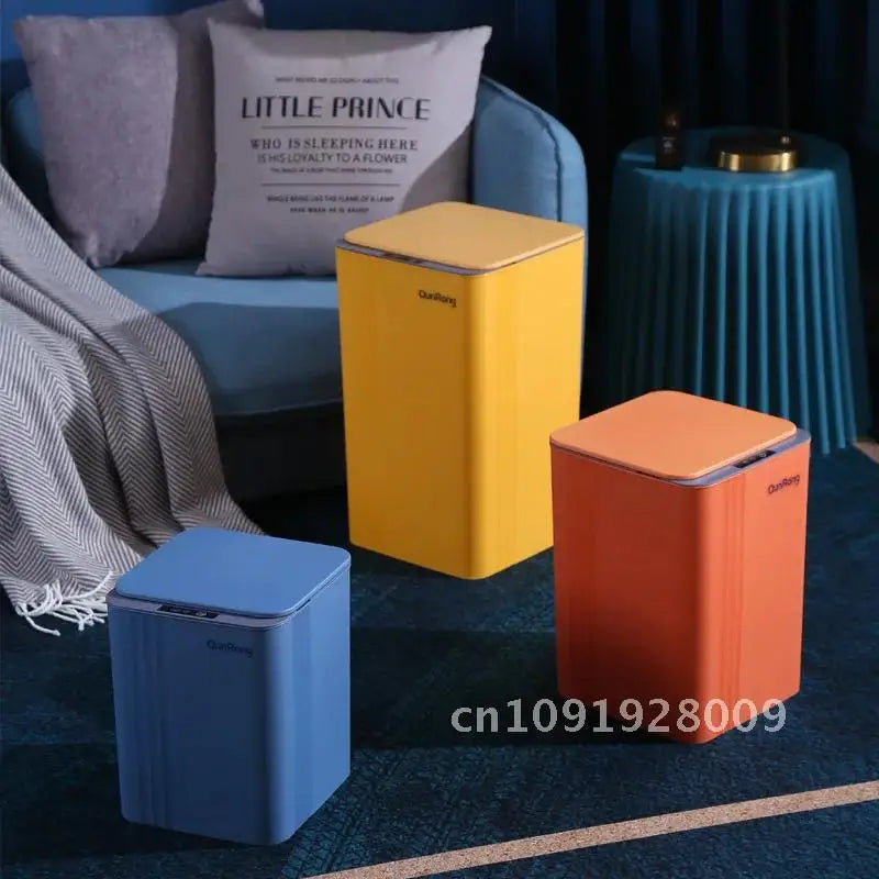 20L Smart Induction Trash Can Kitchen Bathroom Waterproof Automatic Cleaning Dustbin Trash Smart LED Home Sensor Bin with Light