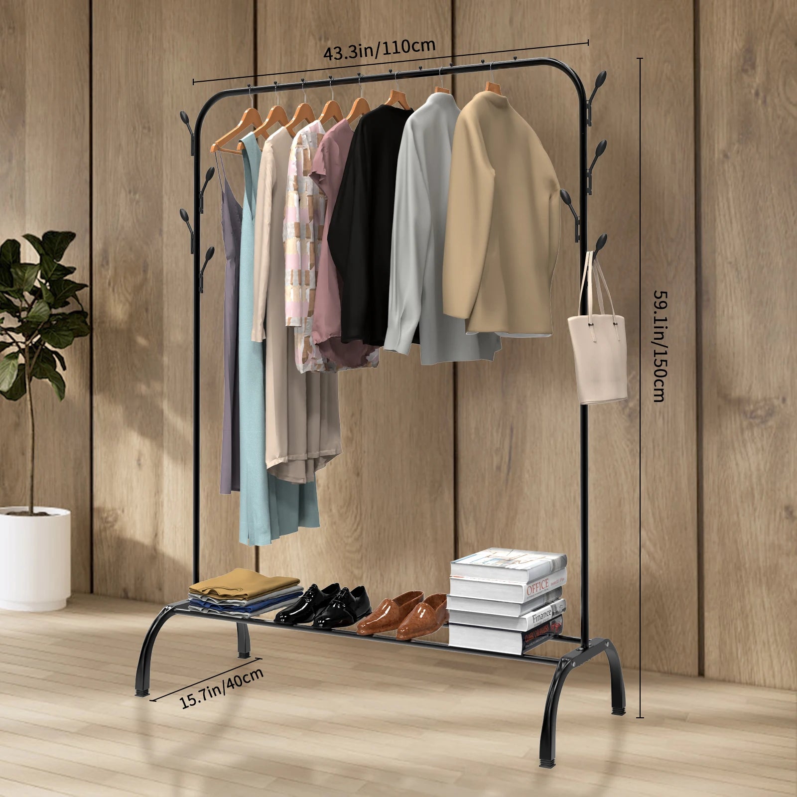 Pole Clothes Rack High-capacity Living Room Bedroom Coat Racks Household Floor Type Hanger Balcony Assembled Clothe Drying Shelf