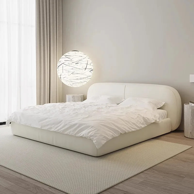 White Tech Cloth Frame Double Bed Luxury Headboard Double Bed King Size Twin Full House Cama De Dormitorio Furniture For Bedroom