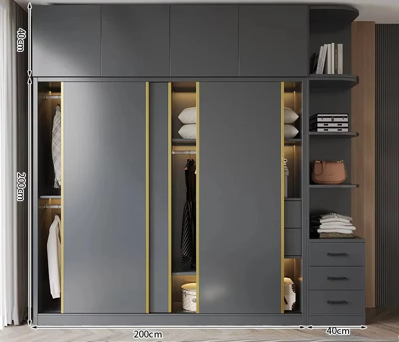 Clothes Girls Wardrobe Storage Gold Black Modern Display Wardrobe European Multifunction Vitrinas Cristal Expositoras Furniture