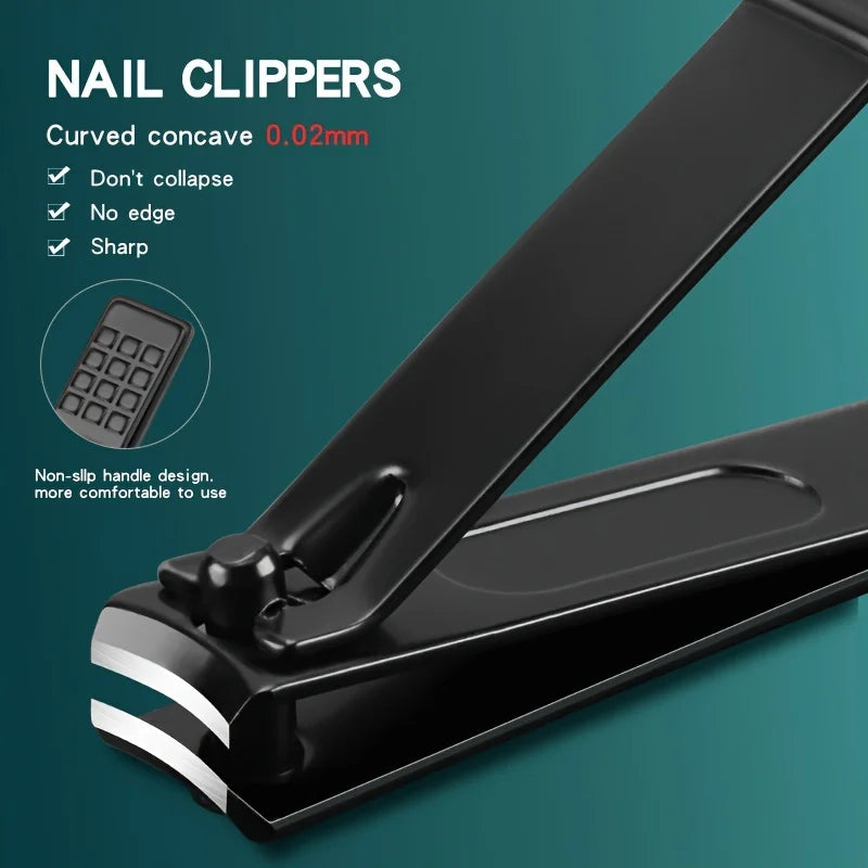 Stainless Steel 7/10/16/18pcs Black Manicure kit Pedicure Set Scissors Nail Clipper Grooming Tool Kit with Travel Case