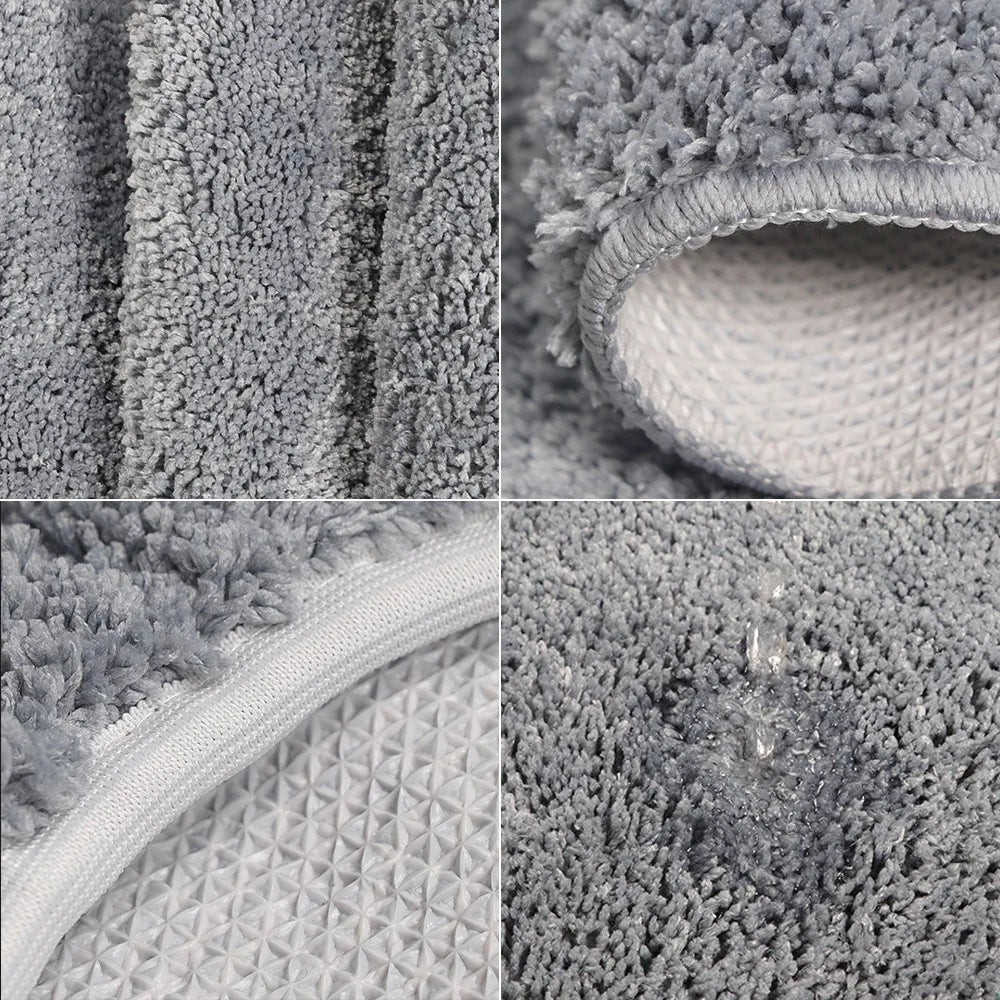 3 Pieces Toilet Three-Piece Non-Slip Mat Bathroom Absorbent Set Bathroom Toilet Carpet Bathroom Solid Color Microfiber Bath Rug