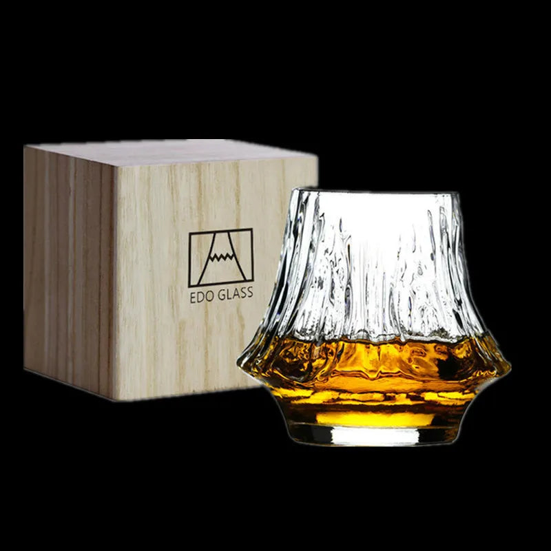 Crystal Whiskey Glass With Wood Box Japanese Glassware Gift Wine Tasting Cup XO Vodka Chivas Cognac Brandy Snifter Dropshipping