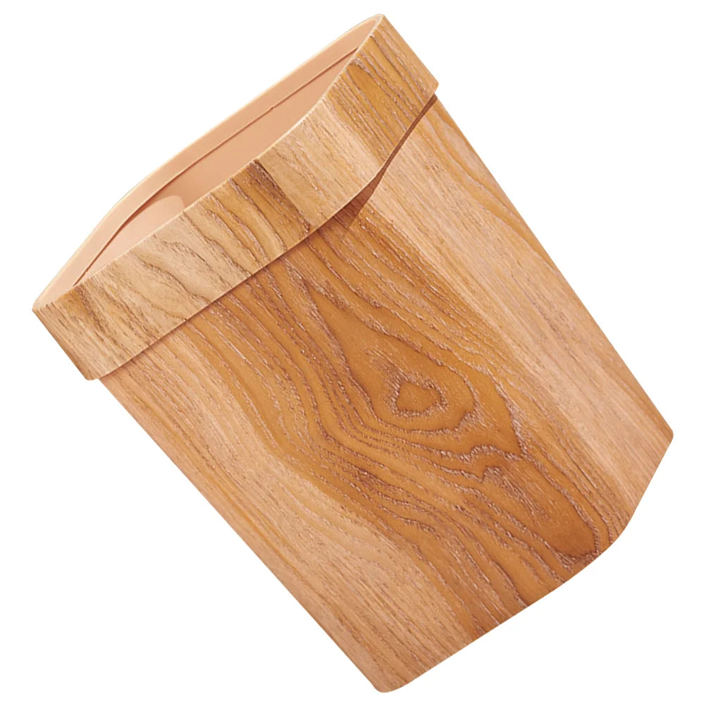 Creative Imitation Wood Grain Trash Can Garbage Household Basket Waste Paper Bin Bathroom Room Plastic Waste Bins Trash Can