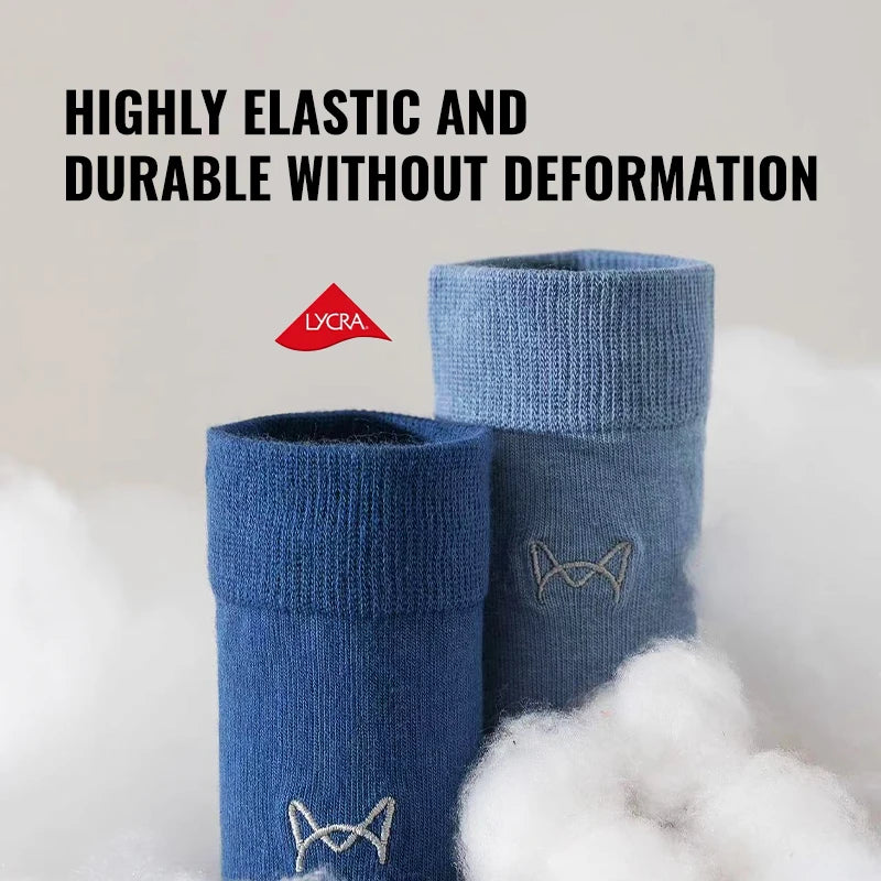 MiiOW 100% Pure Cotton Socks Men Business Dress Long Sock Antibacterial Anti Odor Crew Socks Solid Color Breathable Sport Sock