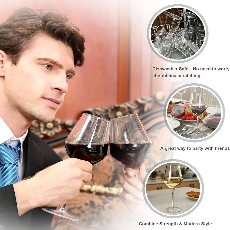 MICHLEY 2/4/6PCS Unbreakable Tritan Plastic Wine Glass Picnic Set Reusable Luxury For Party Barware Outdoor Dishwasher