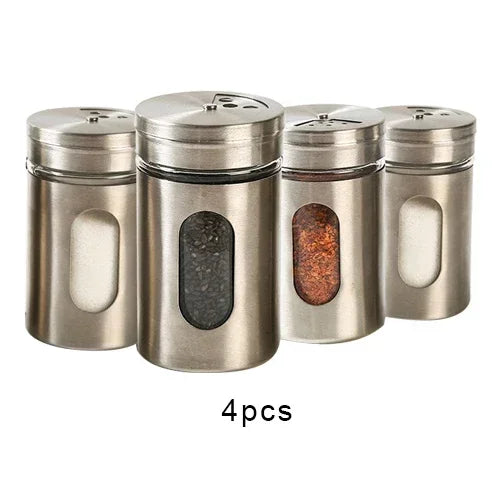 Stainless Steel Seasoning Spice Storage Box Condiment Bottles Shaker Jars Organizer BBQ Cooking Herbs Toothpick Holder