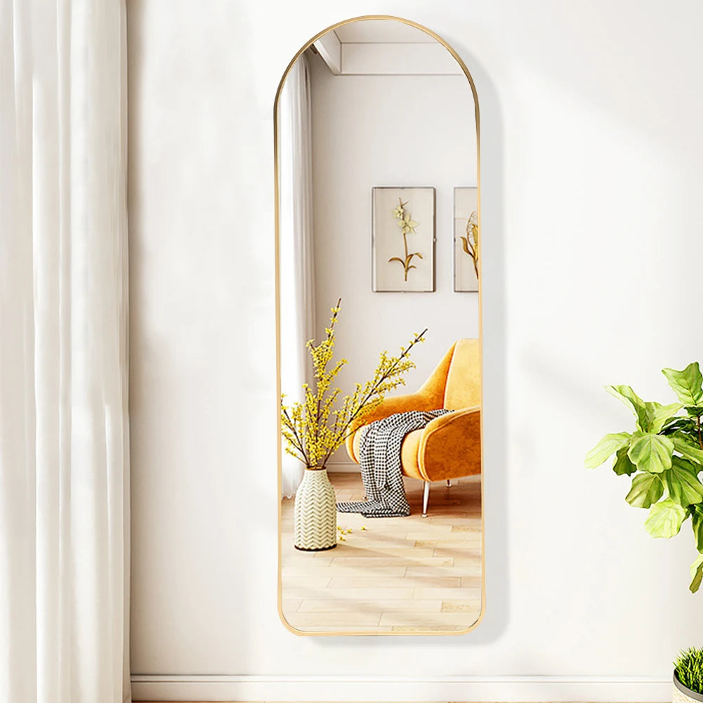 【Lifeideas】Black/Gold Arch Full Length Wall Mirror 40x120 CM