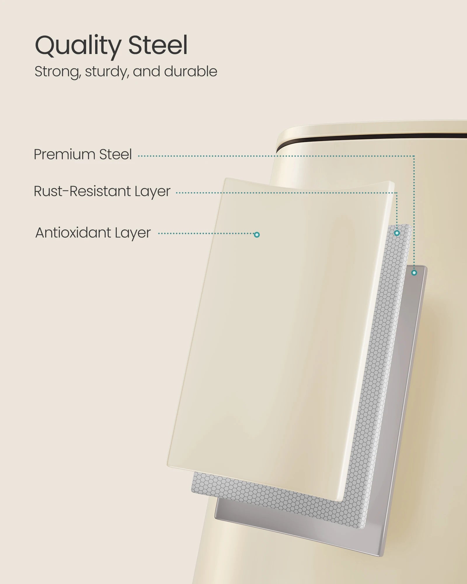 SONGMICS Kitchen Bin, 8-Gallon (30 L) Trash Bin, Steel Pedal Bin, with Inner Bucket, Soft Close