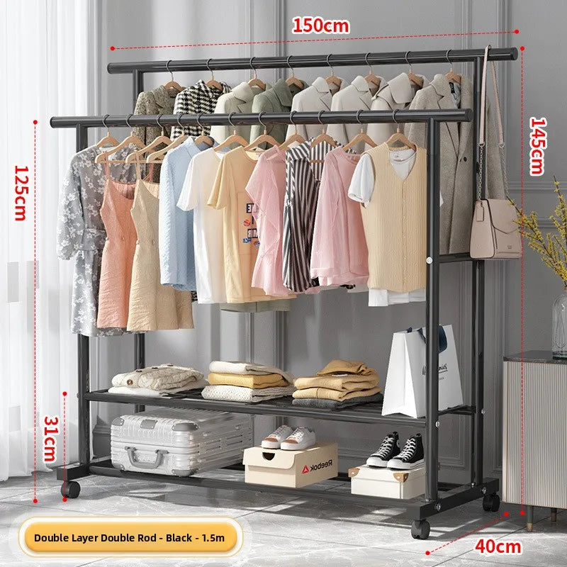 Simple Floor-Mounted Clothes Drng Ra Indoor Balcony Dormi Coat Hanger Metal Clothesline Holder Easy to Use