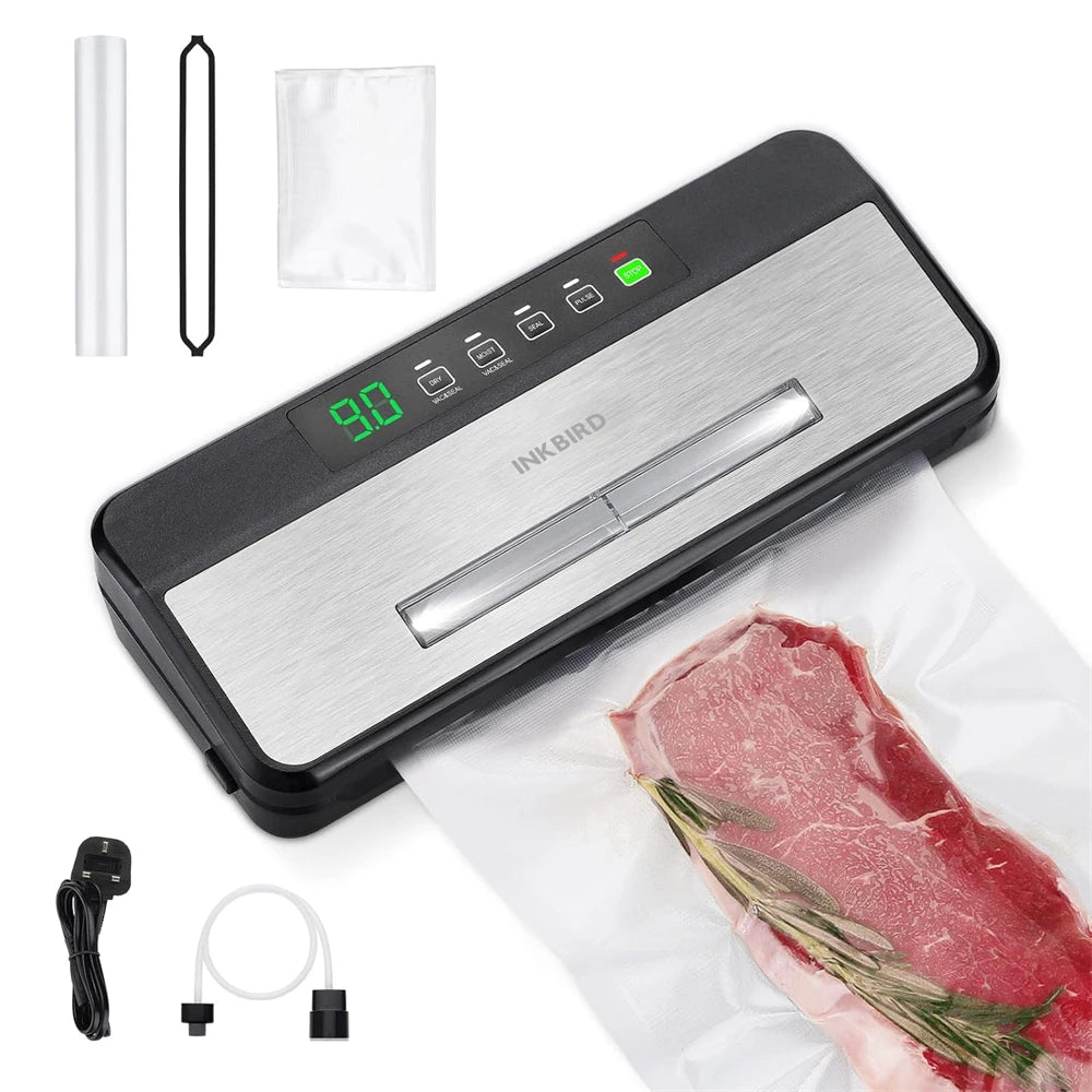 INKBIRD Food Vacuum Sealer Machine INK-VS03 80KPA Strong Suction Automatic Vacuum Sealer with Starter Kit for Food Storage