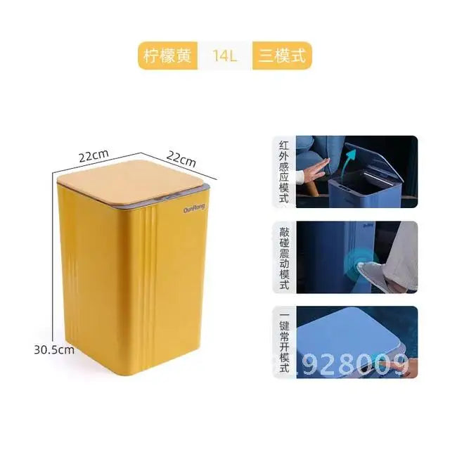 20L Smart Induction Trash Can Kitchen Bathroom Waterproof Automatic Cleaning Dustbin Trash Smart LED Home Sensor Bin with Light