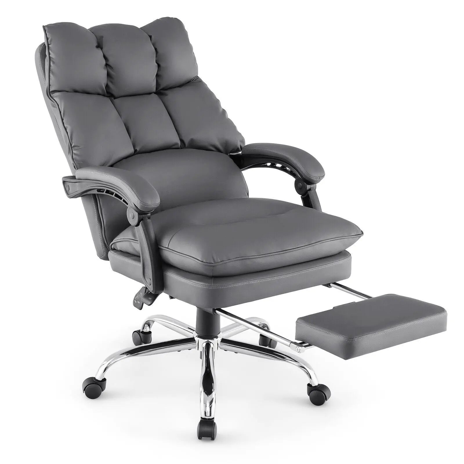 GOFLAME Office Desk Chair Ergonomic Padded Reclining Chair With Retractable Footrest